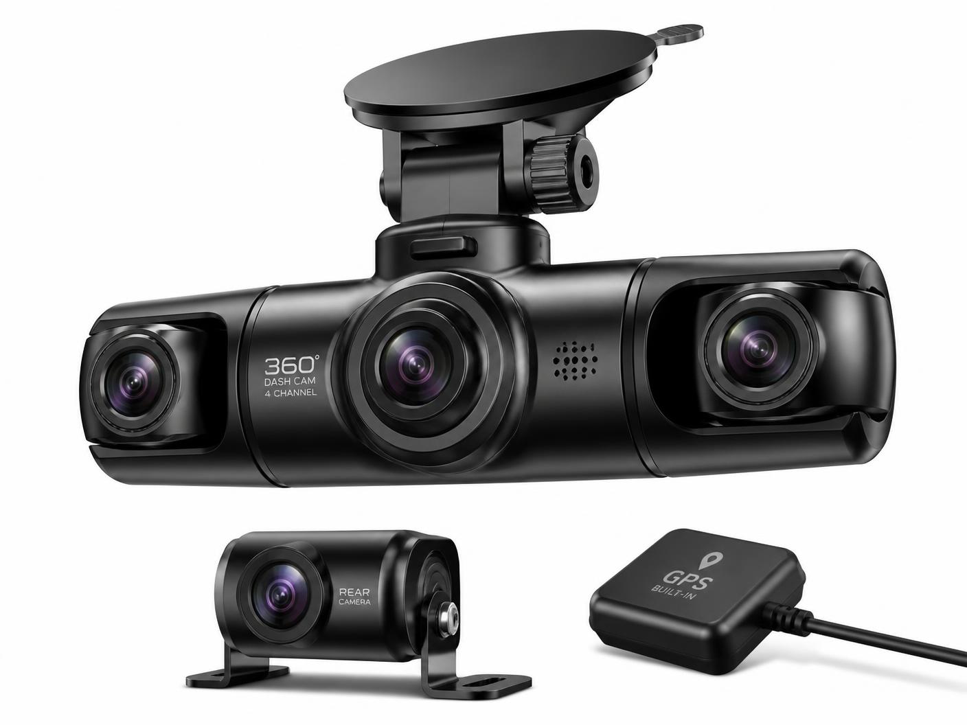 RoadBacked 4-channel Protection Camera with rear camera module and GPS module